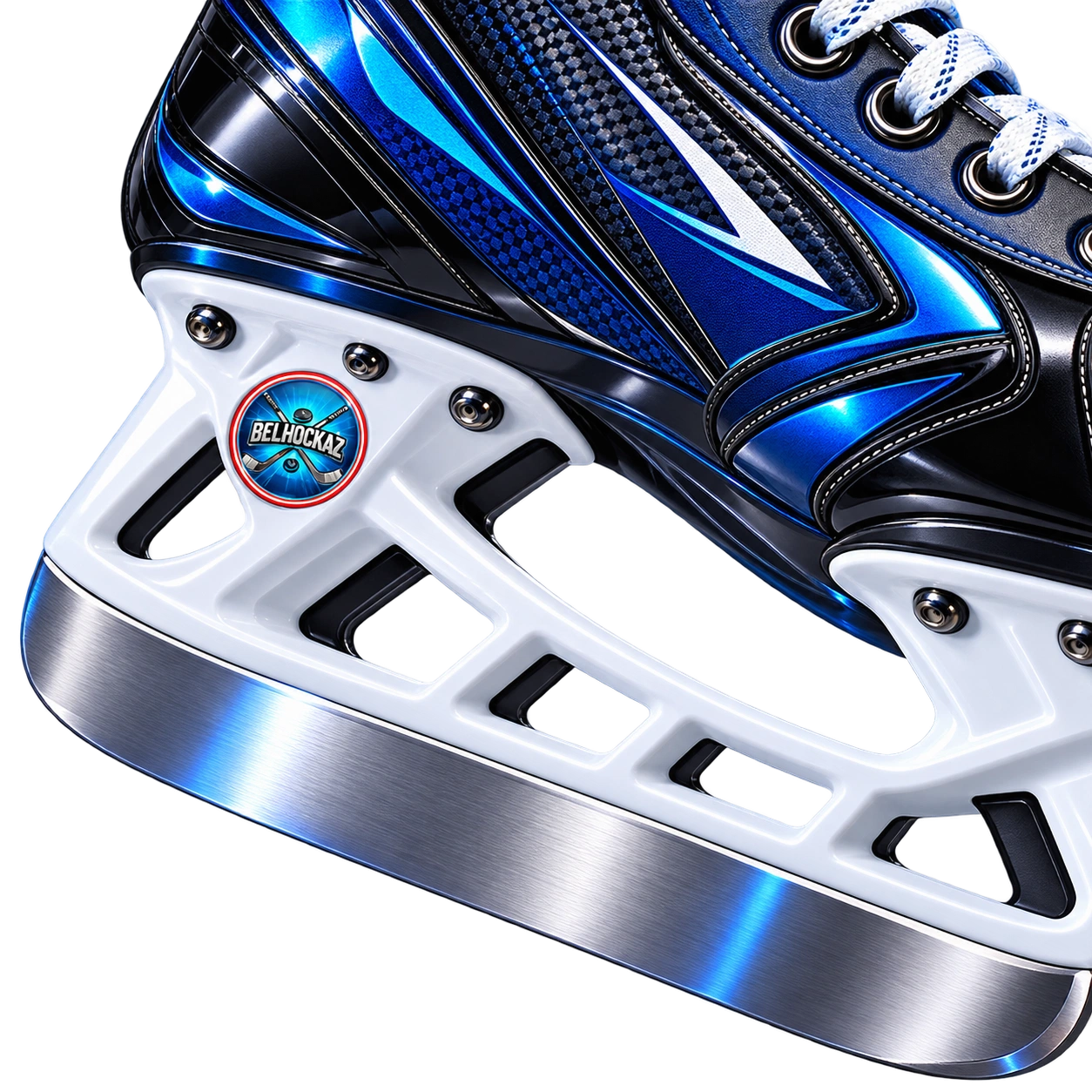 Lame d’un patin de hockey vue de près